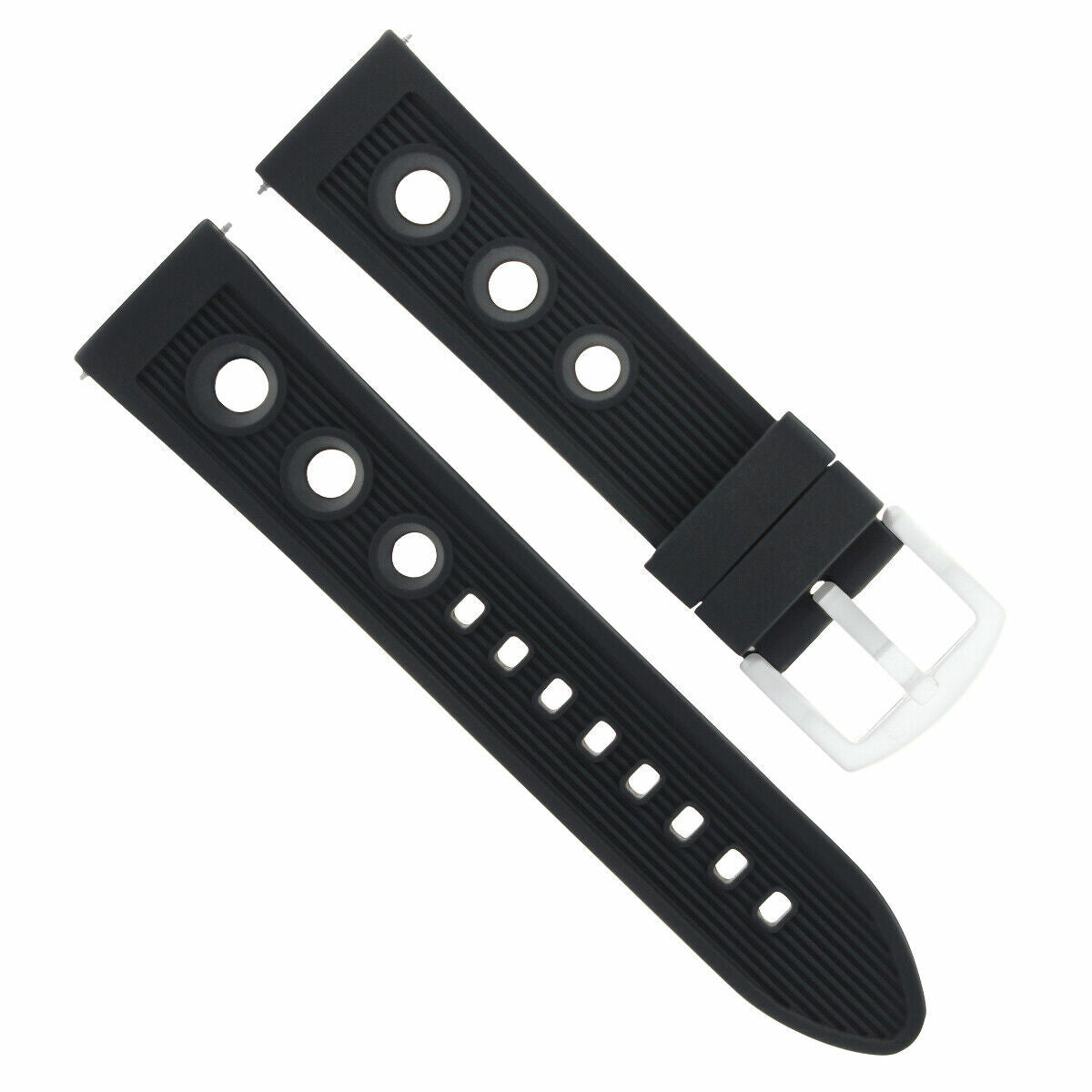 22MM RUBBER DIVER BAND STRAP FOR BREITLING NAVITIMER, PILOT,COLT CHRONOMAT BLACK