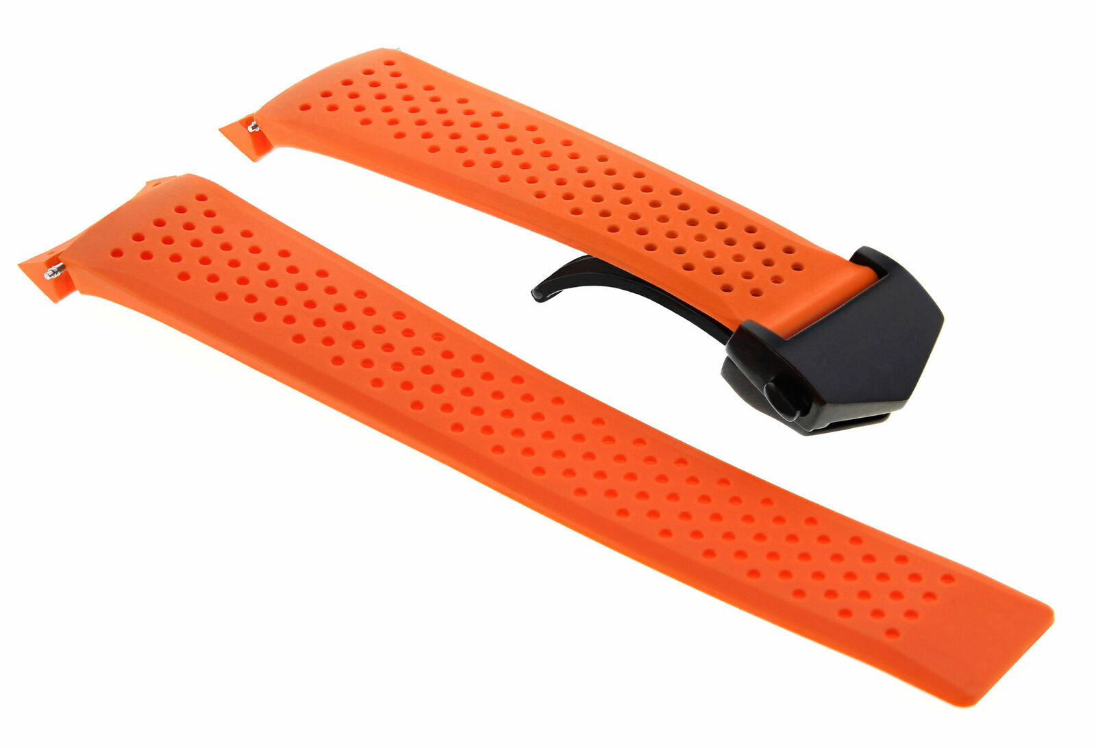 22MM RUBBER STRAP FOR TAG HEUER CARRERA CALIBRE 1 5 7 36 DEPLOYMENT CLASP ORANGE