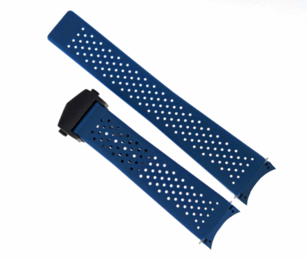 22MM RUBBER STRAP BAND  FOR TAG HEUER GRAND CARRERA CALIBRE BLACK CLASP BLUE