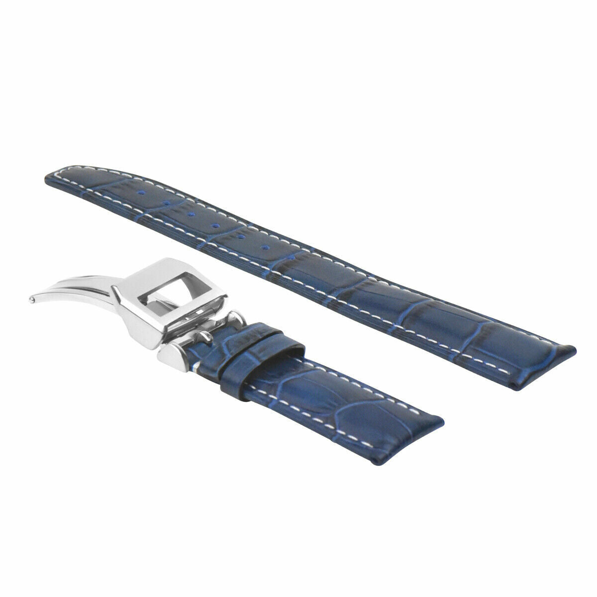 20MM LEATHER WATCH BAND STRAP DEPLOYMENT FOR IWC PILOT PORTUGUESE WATCH  BLUE WS