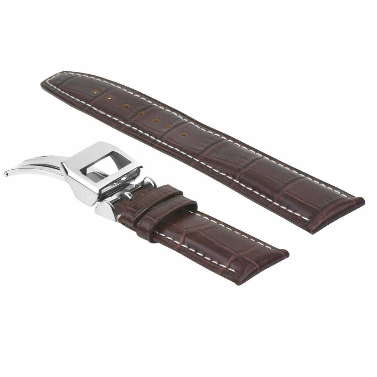 20MM LEATHER WATCH BAND STRAP DEPLOYMENT CLASP FOR IWC PILOT PORTUGUESE BROWN WS