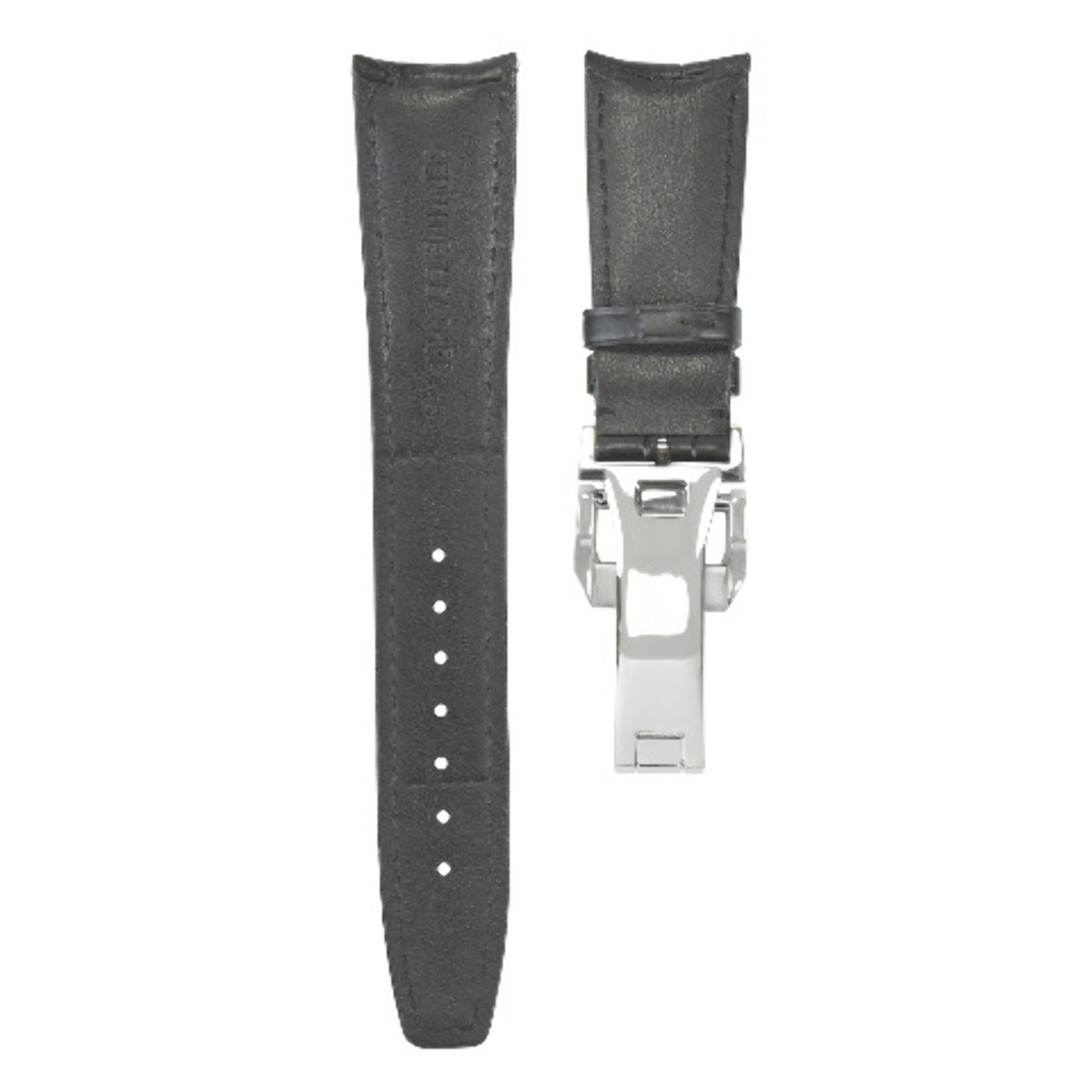 22MM LEATHER WATCH BAND STRAP DEPLOYMENT CLASP FOR IWC PILOT PORTUGUESE BLACK TQ