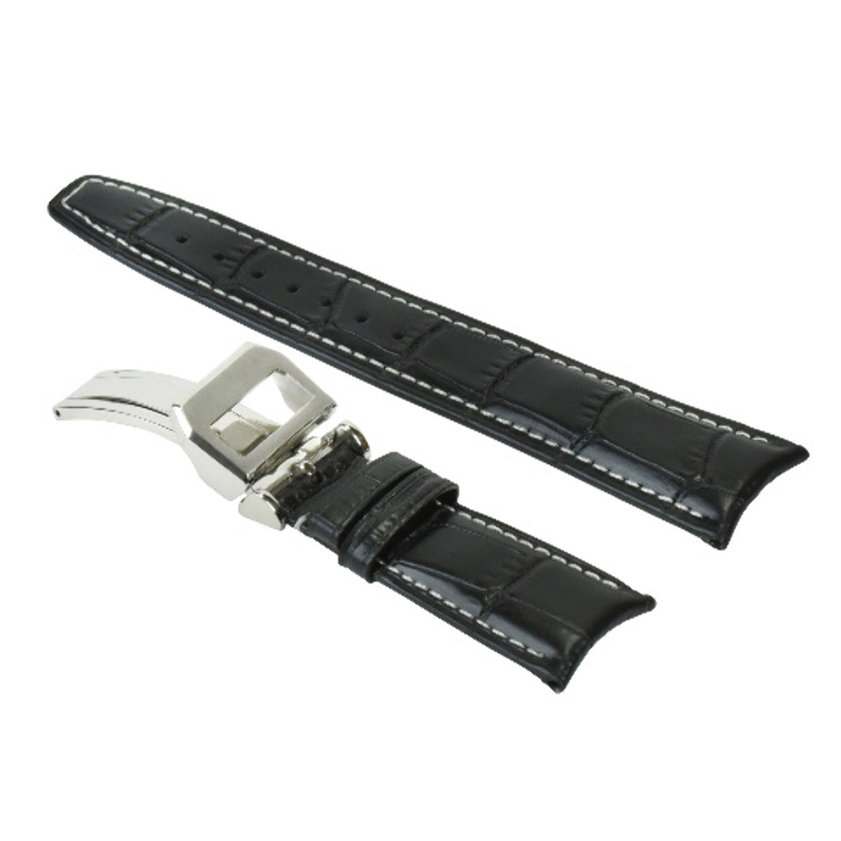 22MM LEATHER WATCH BAND STRAP  FOR IWC BIG PILOT PORTUGUESE AVIATION BLACK WS