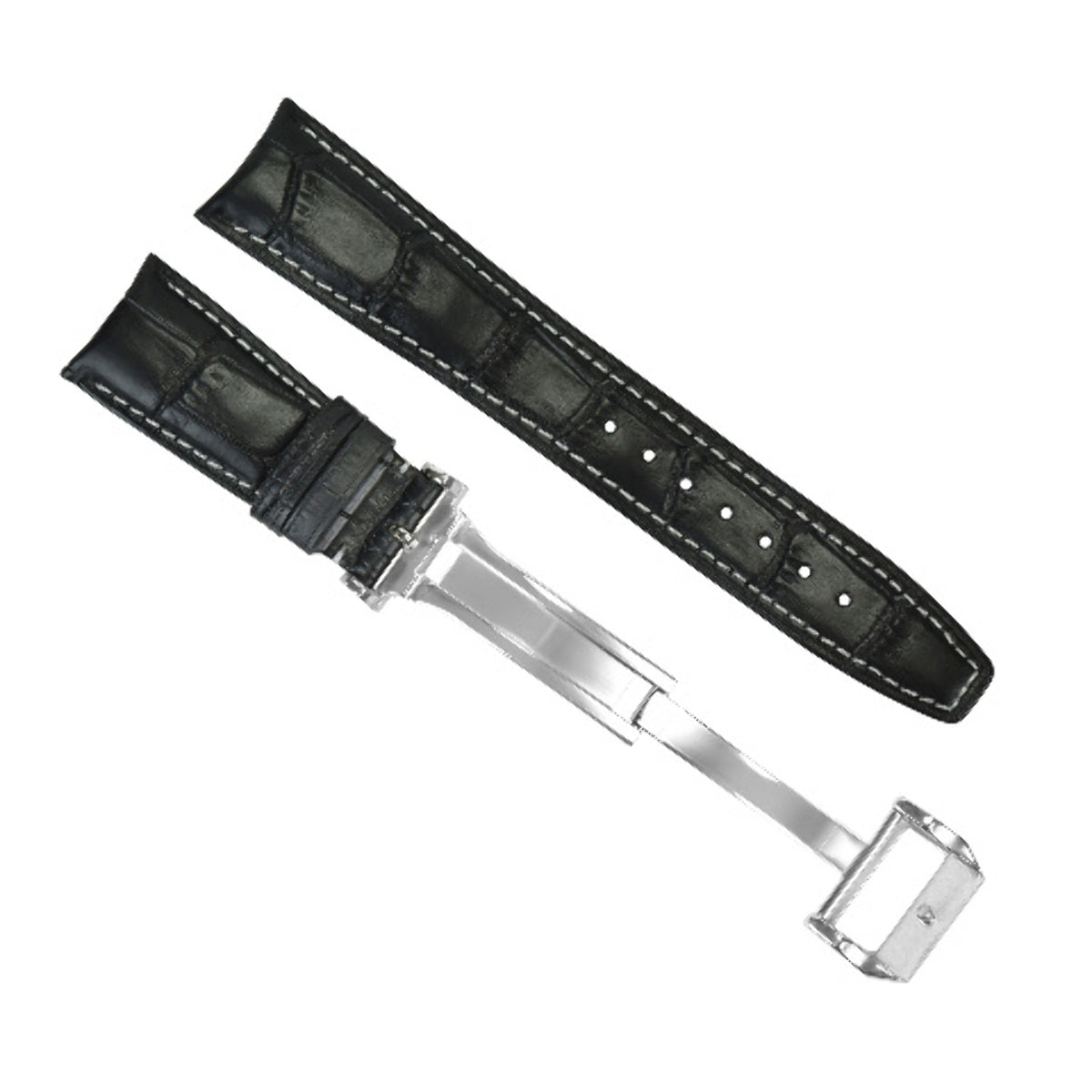 22MM LEATHER WATCH BAND STRAP  FOR IWC BIG PILOT PORTUGUESE AVIATION BLACK WS