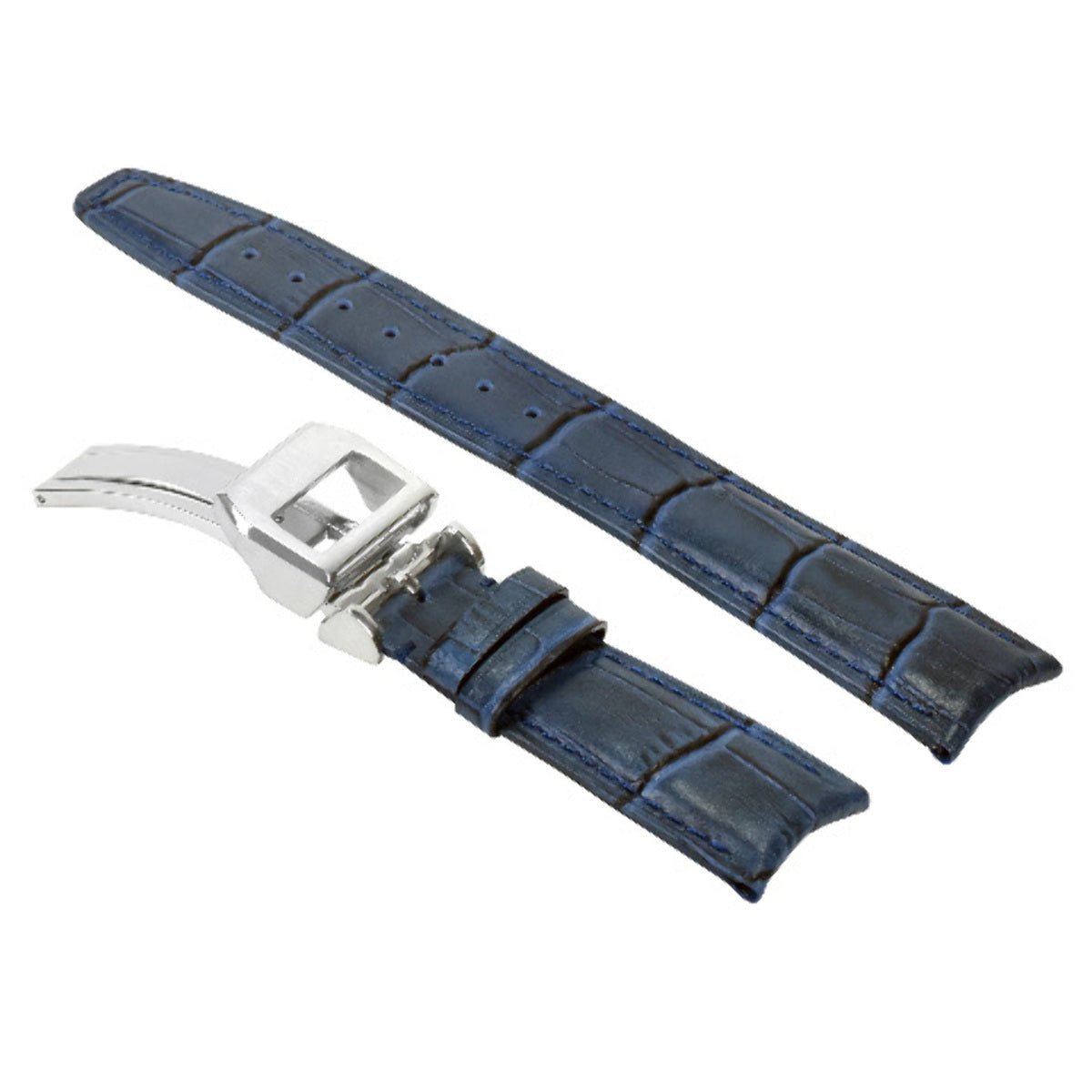 22MM LEATHER WATCH BAND STRAP FOR IWC PILOT PORTUGUESE TOP GUN DEPLOY CLASP BLUE