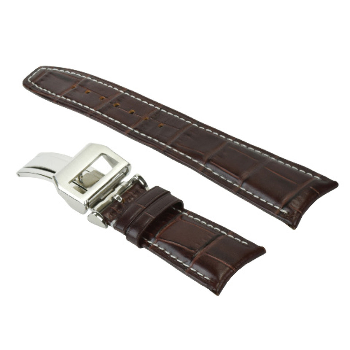 22MM LEATHER WATCH BAND STRAP DEPLOYMENT CLASP FOR IWC PILOT PORTUGUESE BROWN WS