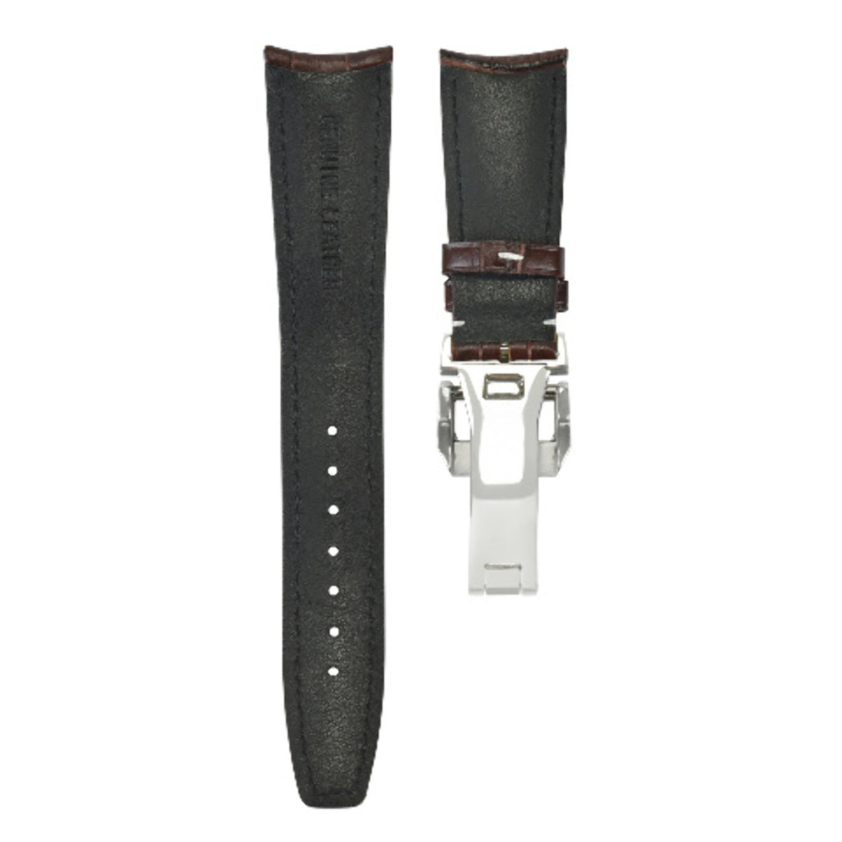 22MM LEATHER WATCH BAND STRAP DEPLOYMENT CLASP FOR IWC PILOT PORTUGUESE BROWN WS