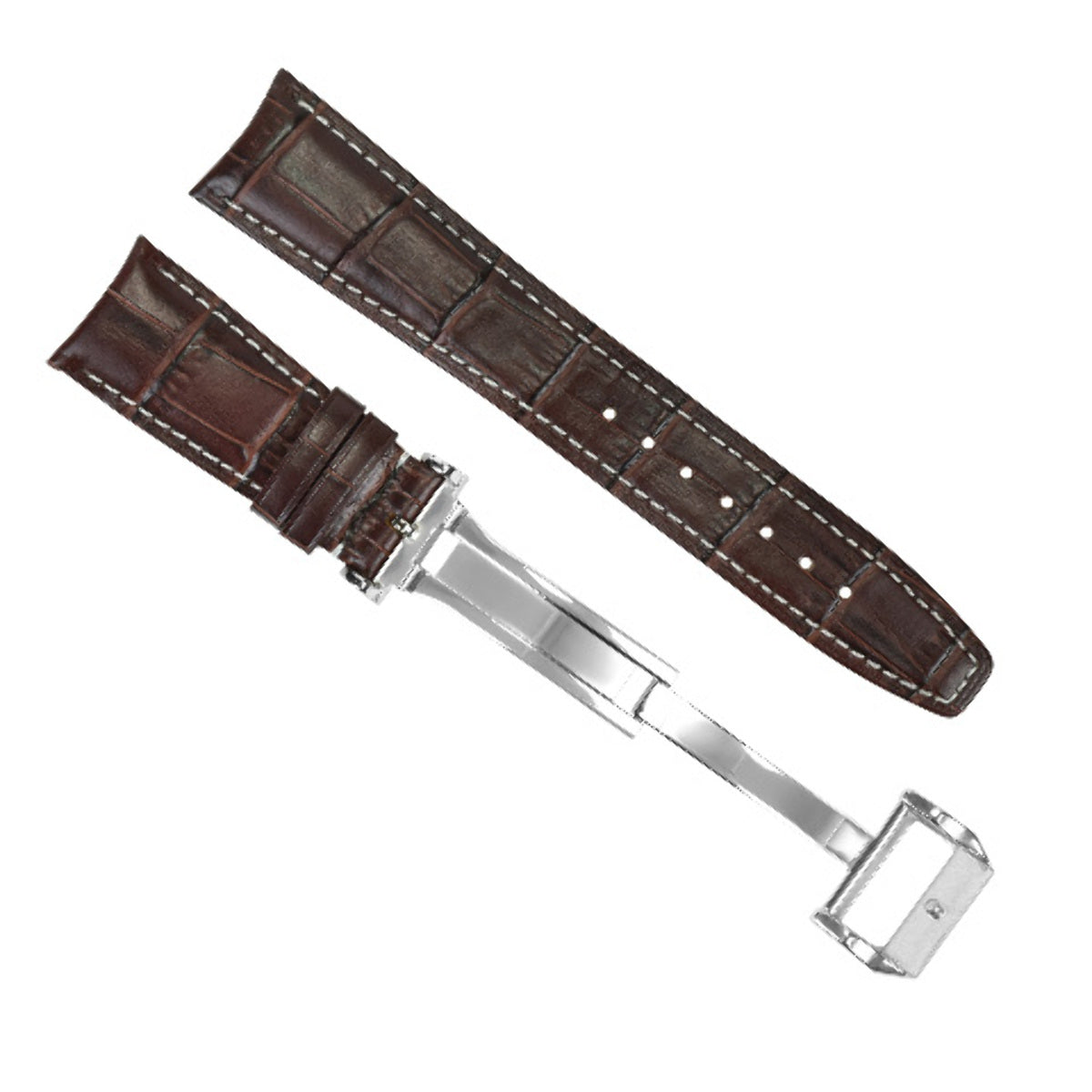 22MM LEATHER WATCH BAND STRAP DEPLOYMENT CLASP FOR IWC PILOT PORTUGUESE BROWN WS