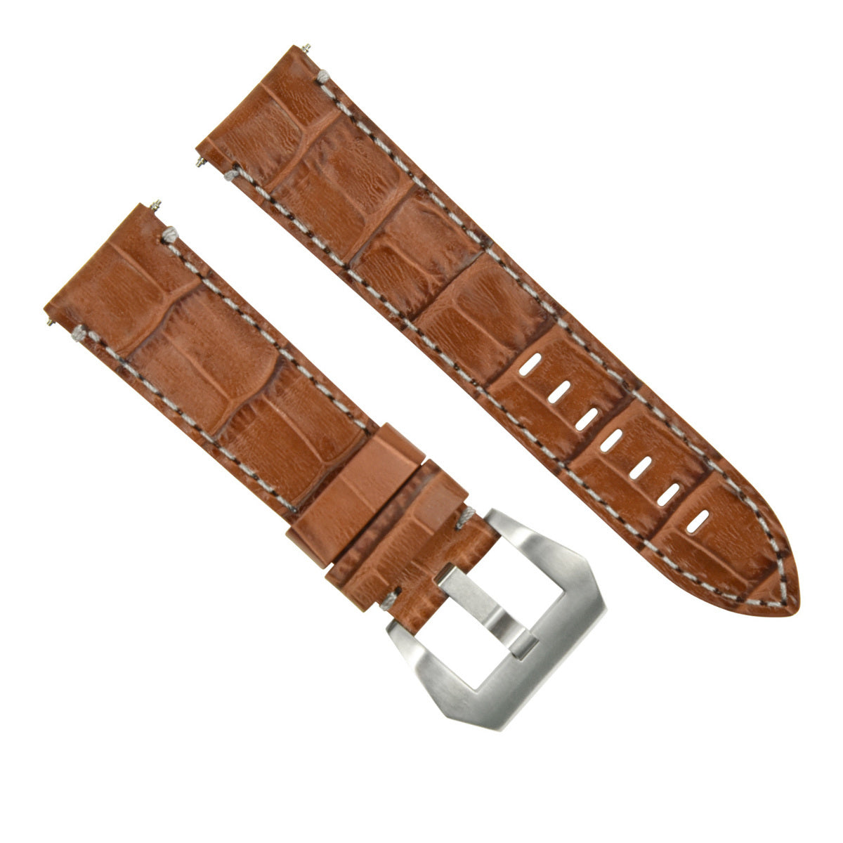 22MM PAM LEATHER WATCH BAND STRAP FOR 40-44MM PANERAI LUMINOR GMT LIGHT BROWN WS