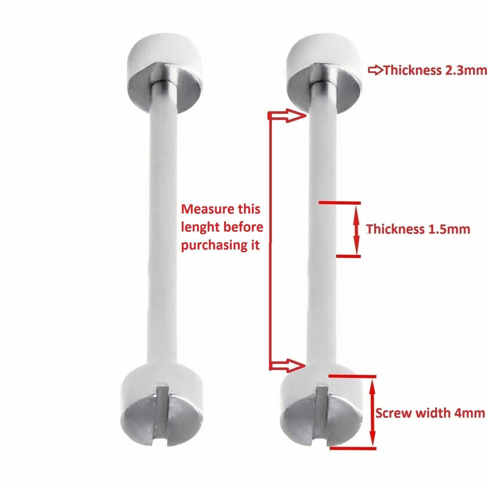 16MM TUBE & SCREW PIN FIT FOR CARTIER PASHA WATCH STRAP BAND STAINLESS STEEL