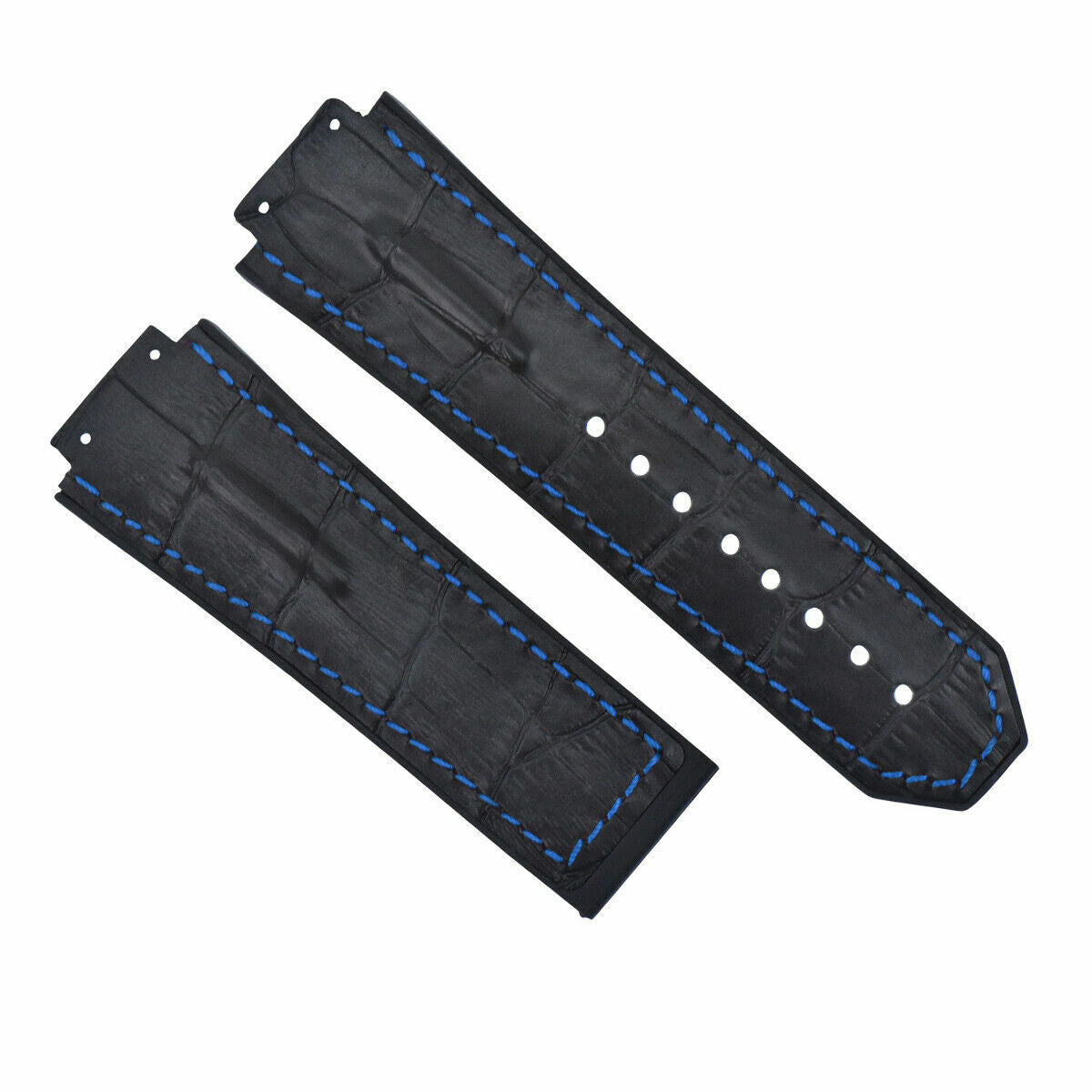 25MM LEATHER RUBBER STRAP FOR 44-45MM HUBLOT BIG BANG FUSION CERAMIC BLACK BLUE