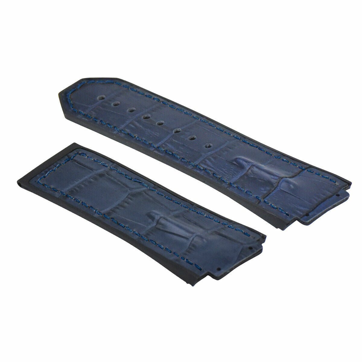 25-28MM LEATHER RUBBER WATCH STRAP, 4 BLACK SCREWS AND SCREWDRIVER FOR HUBLOT, Blue