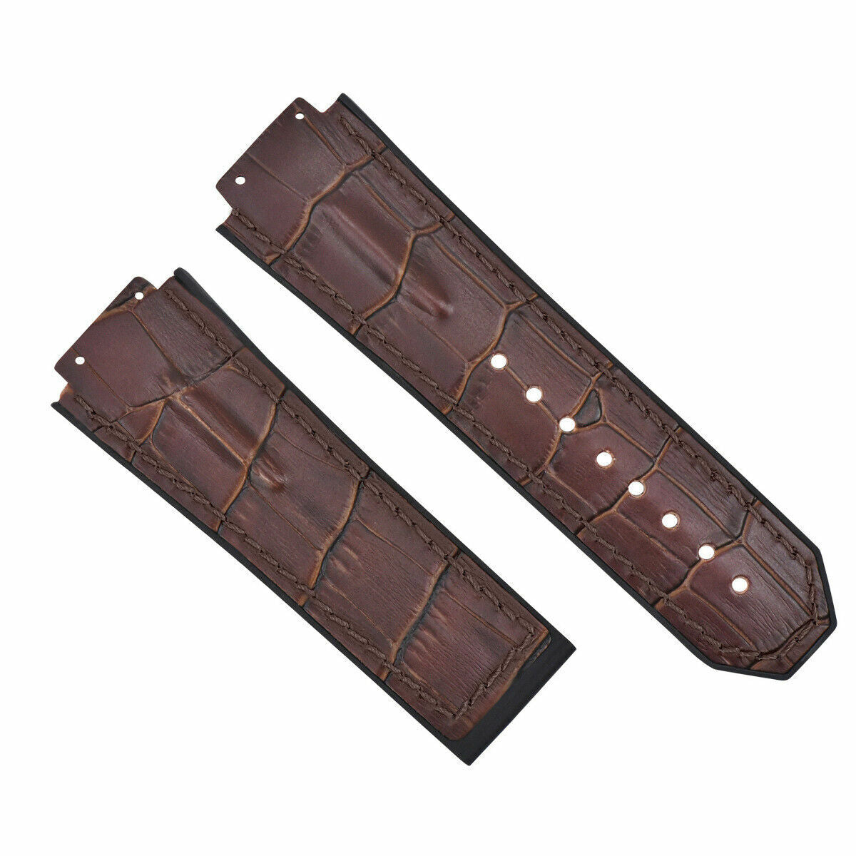 25MM LEATHER RUBBER STRAP FOR 44-45MM HUBLOT FUSION F1 BIG BANG BROWN TOP QUALTY