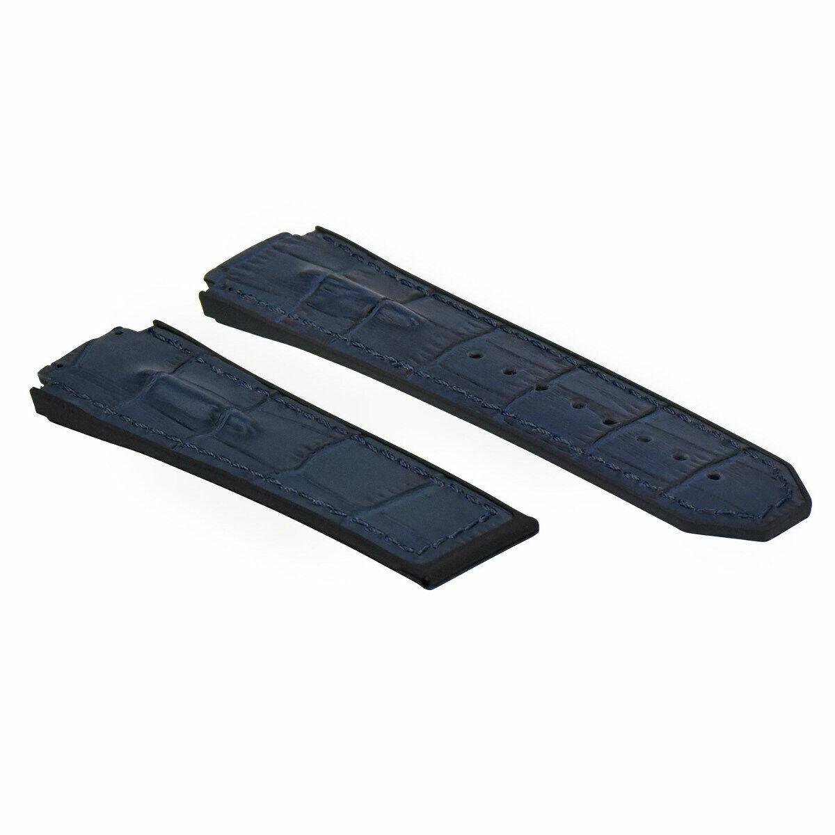 25-28MM LEATHER RUBBER WATCH STRAP, 4 BLACK SCREWS AND SCREWDRIVER FOR HUBLOT, Blue, view 4