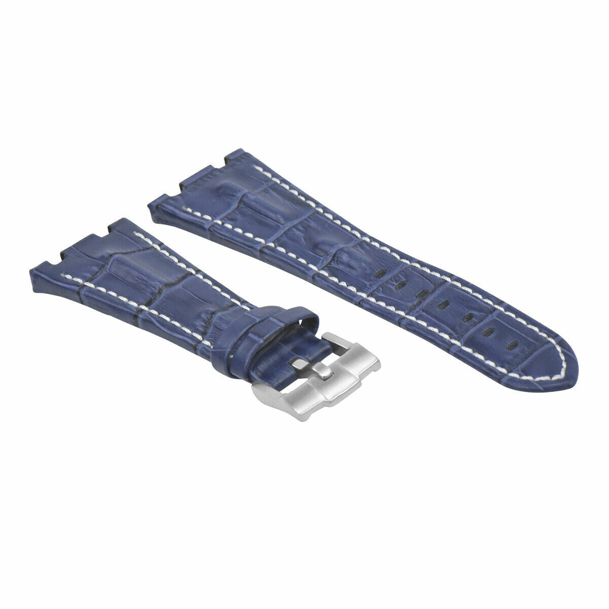 28MM LEATHER WATCH STRAP BAND FOR AP 42MM AUDEMARS PIGUET ROO BLUE WHITE STITCH