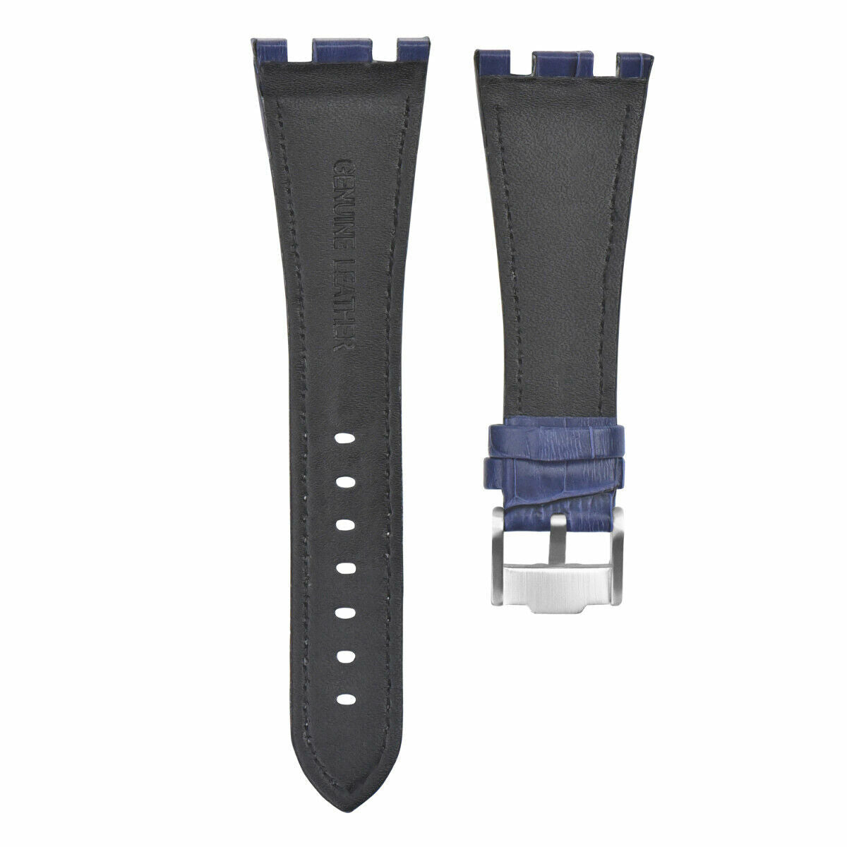 28MM LEATHER WATCH STRAP BAND FOR AP 42MM AUDEMARS PIGUET ROO BLUE WHITE STITCH