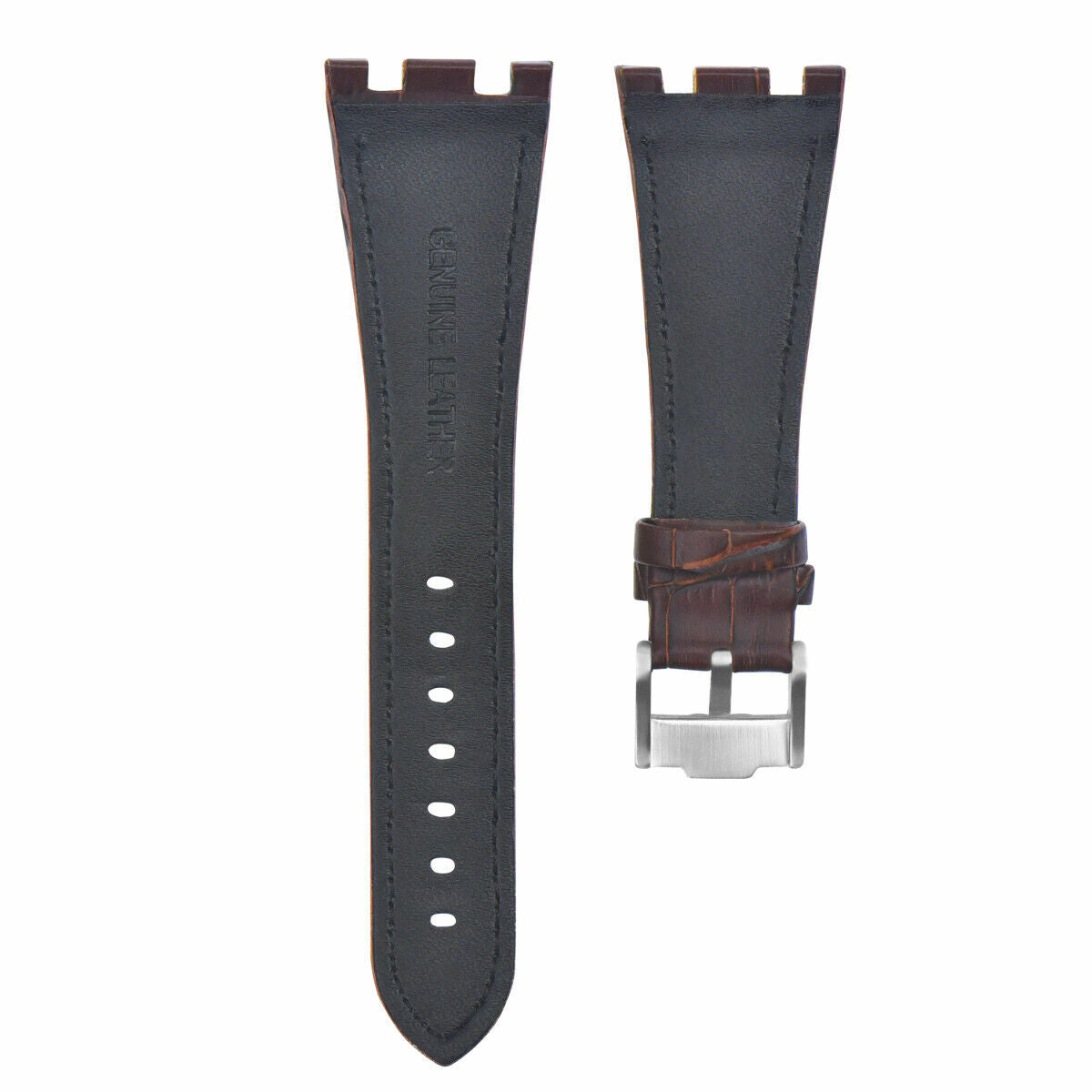 28MM LEATHER WATCH STRAP BAND FOR AP 42MM AUDEMARS PIGUET ROO BROWN ORANGE STIT