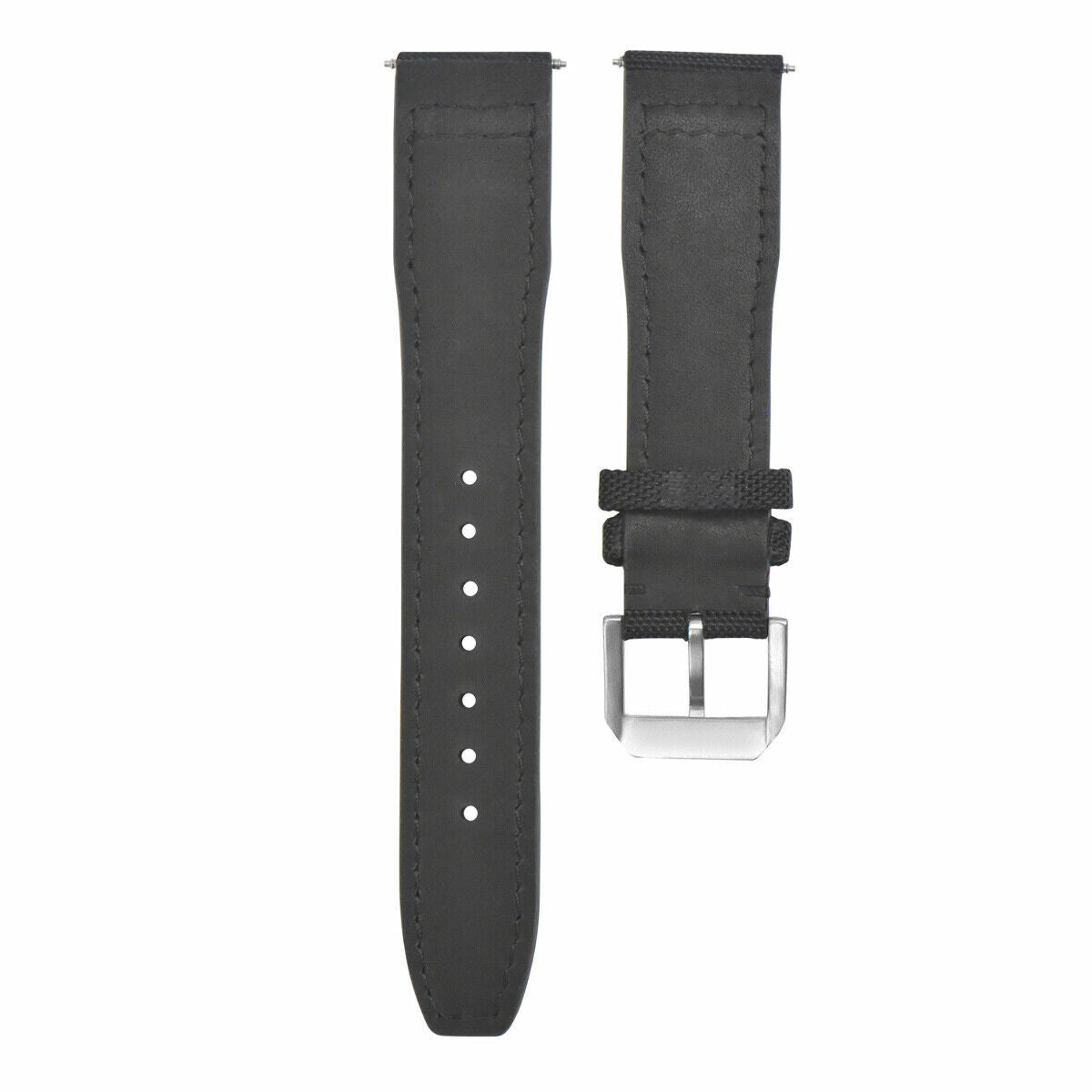 22MM CANVAS LEATHER WATCH BAND STRAP FOR IWC PILOT TOP GUN PORTUGUESE BLACK