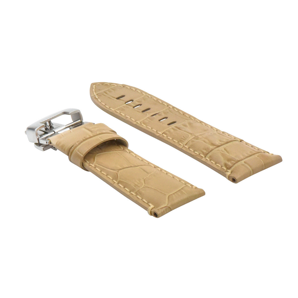 24MM LEATHER BAND STRAP CLASP FOR PAM 44MM PANERAI LUMINOR MARINA BEIGE WHITE ST