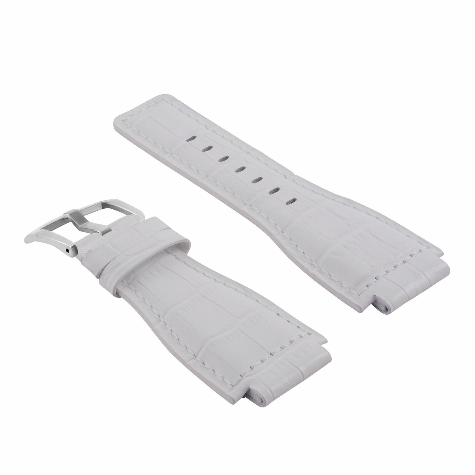 24MM GENUINE LEATHER WATCH BAND STRAP FOR BELL & ROSS BR-01-BR-03 SILVER BUCKLE