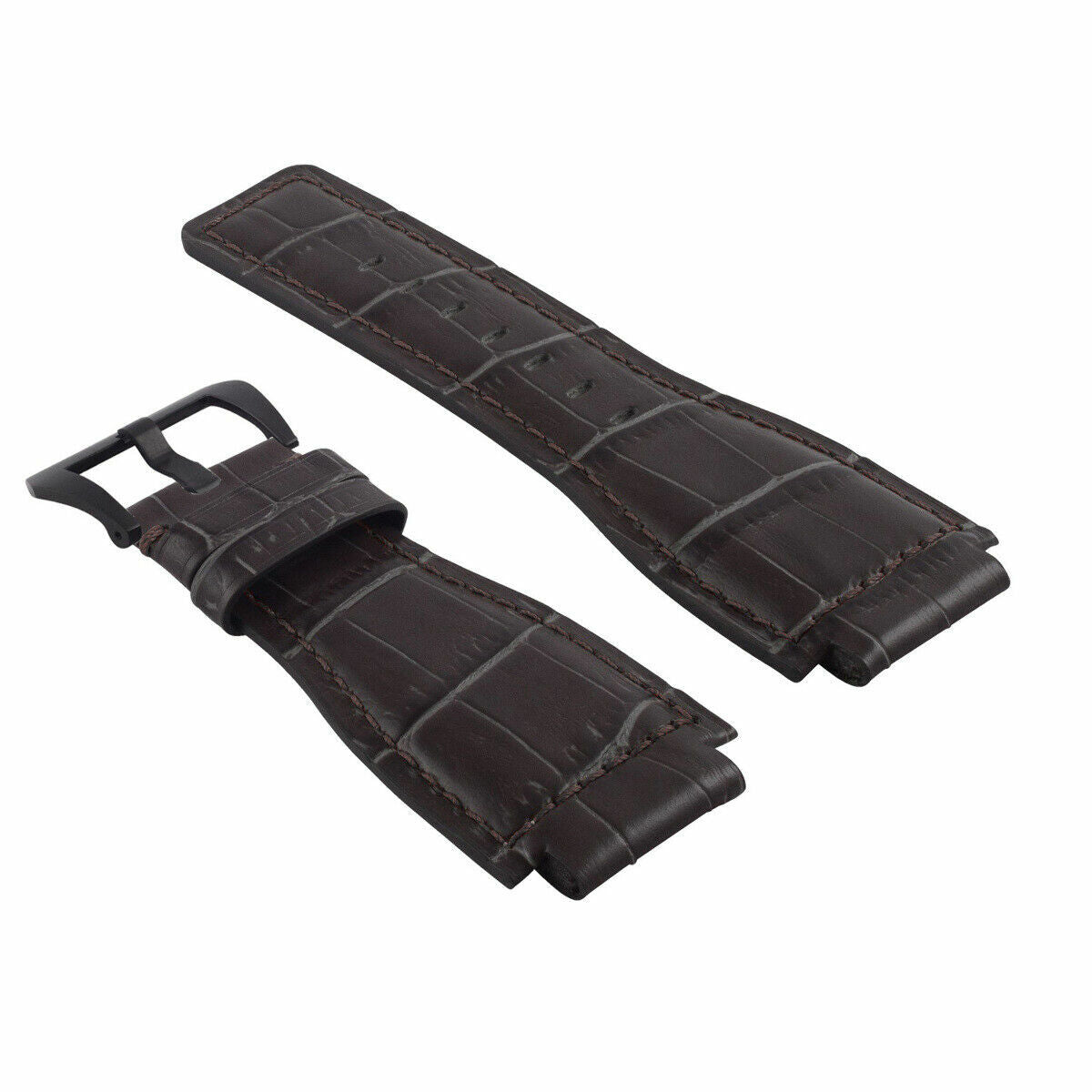 24MM LEATHER WATCH BAND STRAP FOR BELL & ROSS BR-01-BR-03 BLACK BUCKLE TOP QLTY