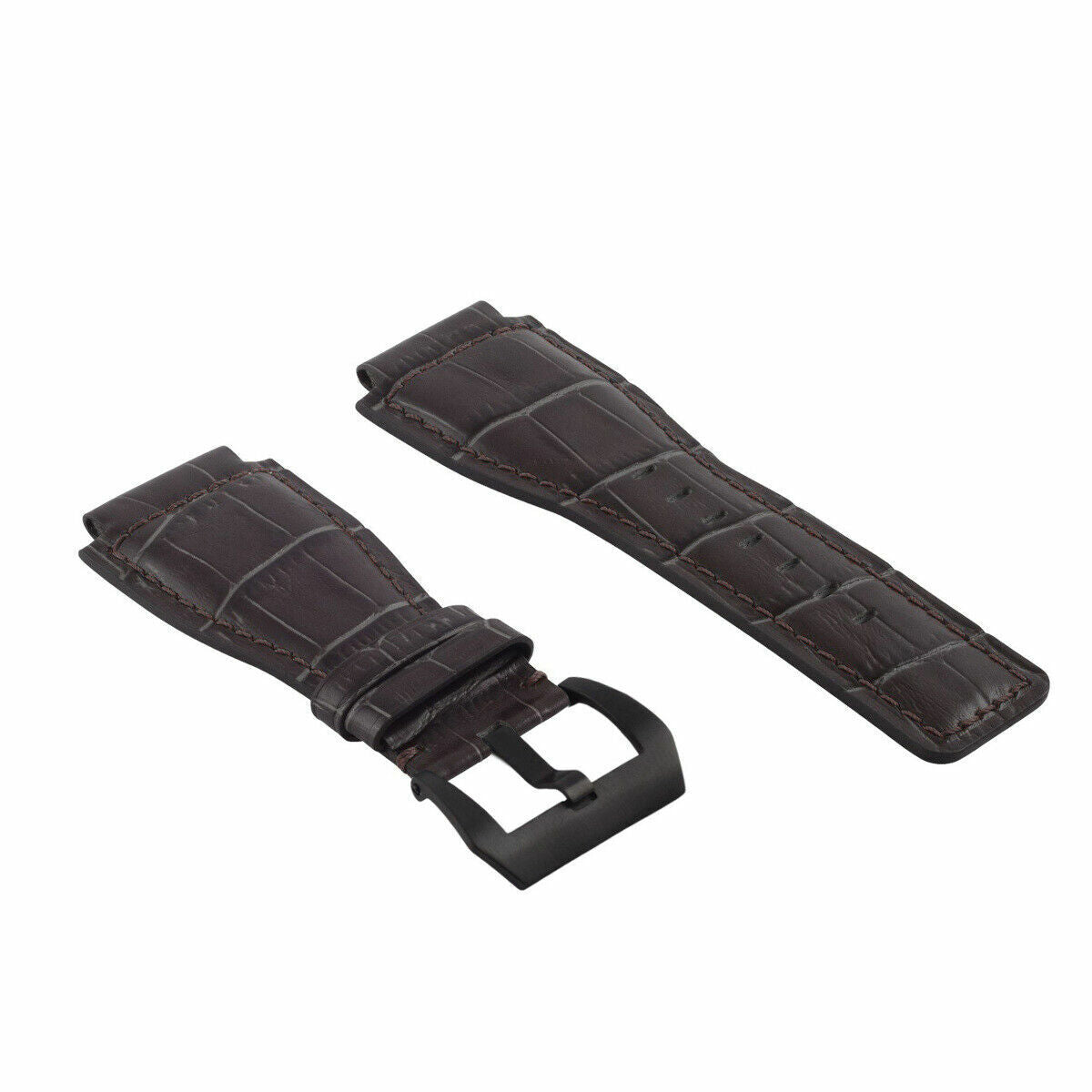 24MM LEATHER WATCH BAND STRAP FOR BELL & ROSS BR-01-BR-03 BLACK BUCKLE TOP QLTY