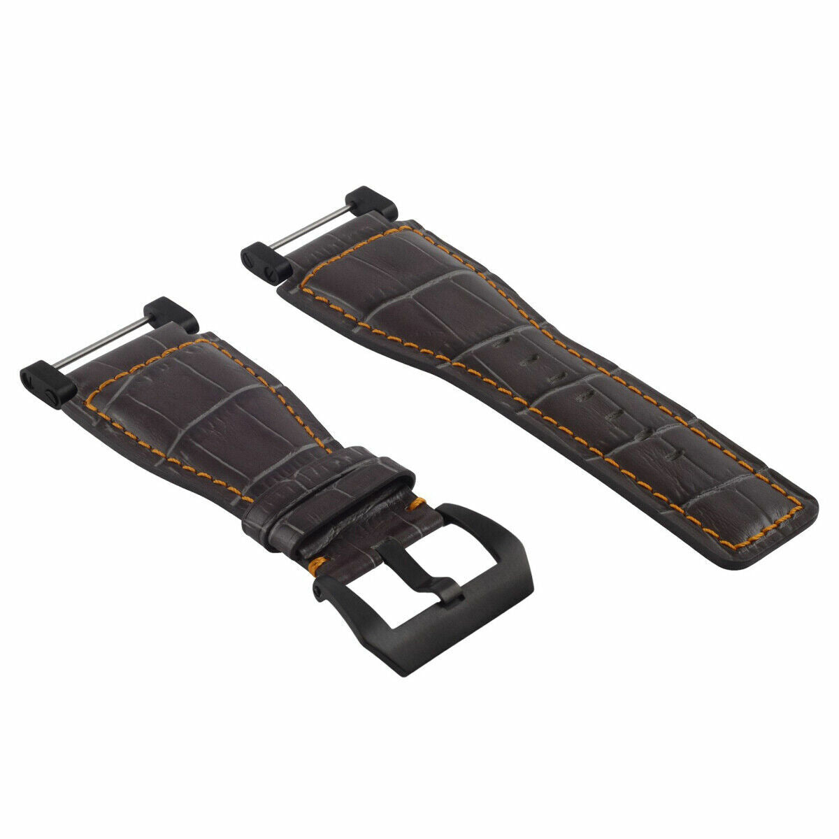 24MM LEATHER WATCH BAND STRAP FOR BELL & ROSS BR-01-BR-03 BLACK BUCKLE TOP QLTY