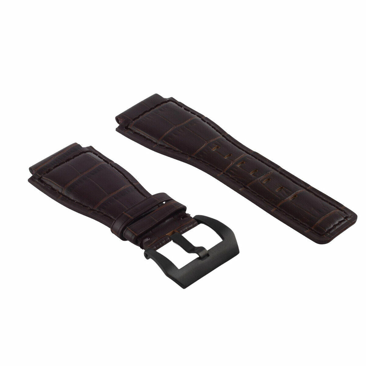 24MM LEATHER WATCH BAND STRAP FOR BELL & ROSS BR-01-BR-03 BLACK BUCKLE TOP QLTY