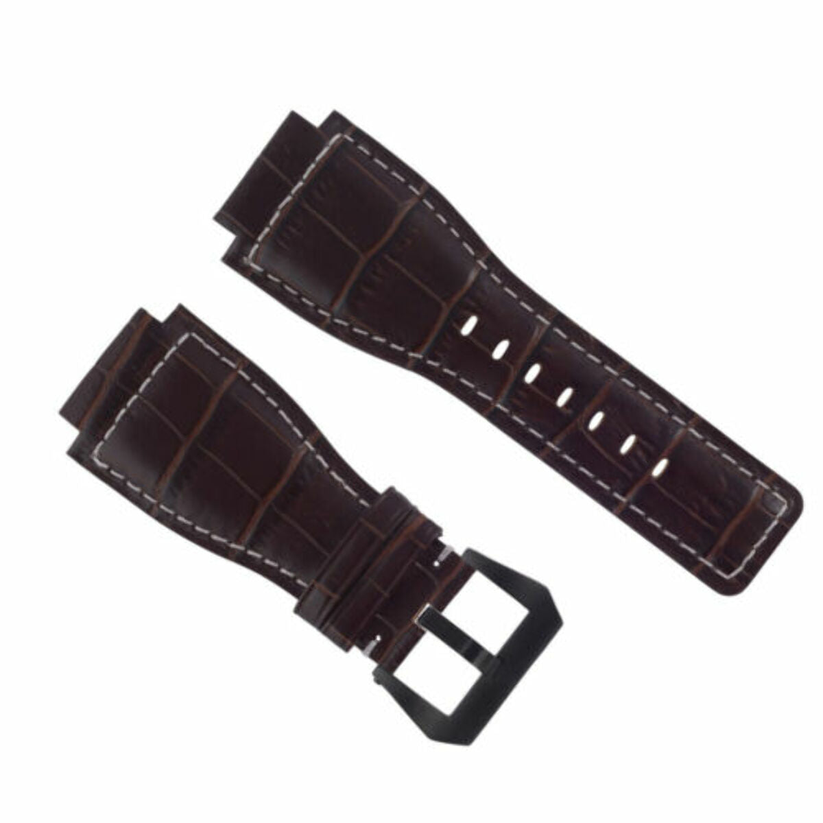 24MM LEATHER WATCH BAND STRAP FOR BELL & ROSS BR-01-BR-03 BLACK BUCKLE TOP QLTY