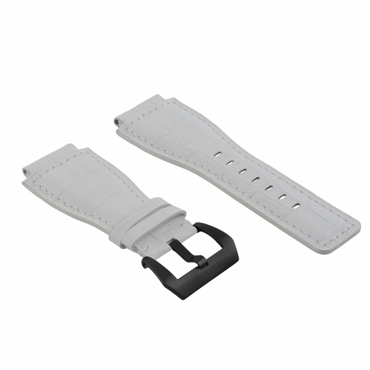 24MM LEATHER WATCH BAND STRAP FOR BELL & ROSS BR-01-BR-03 BLACK BUCKLE TOP QLTY