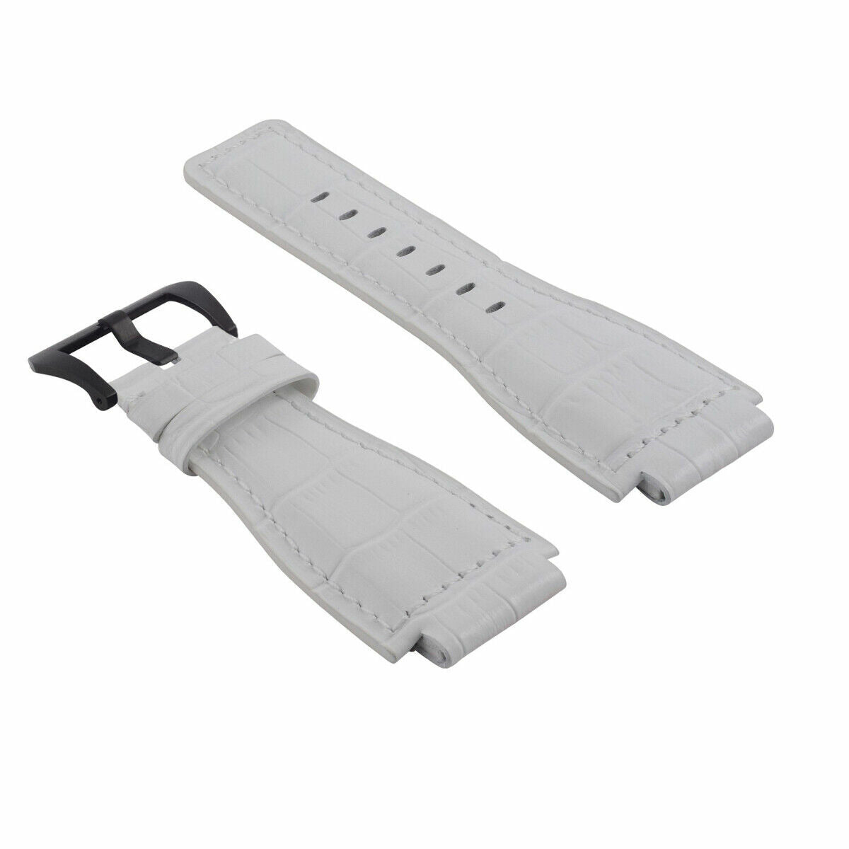 24MM LEATHER WATCH BAND STRAP FOR BELL & ROSS BR-01-BR-03 BLACK BUCKLE TOP QLTY