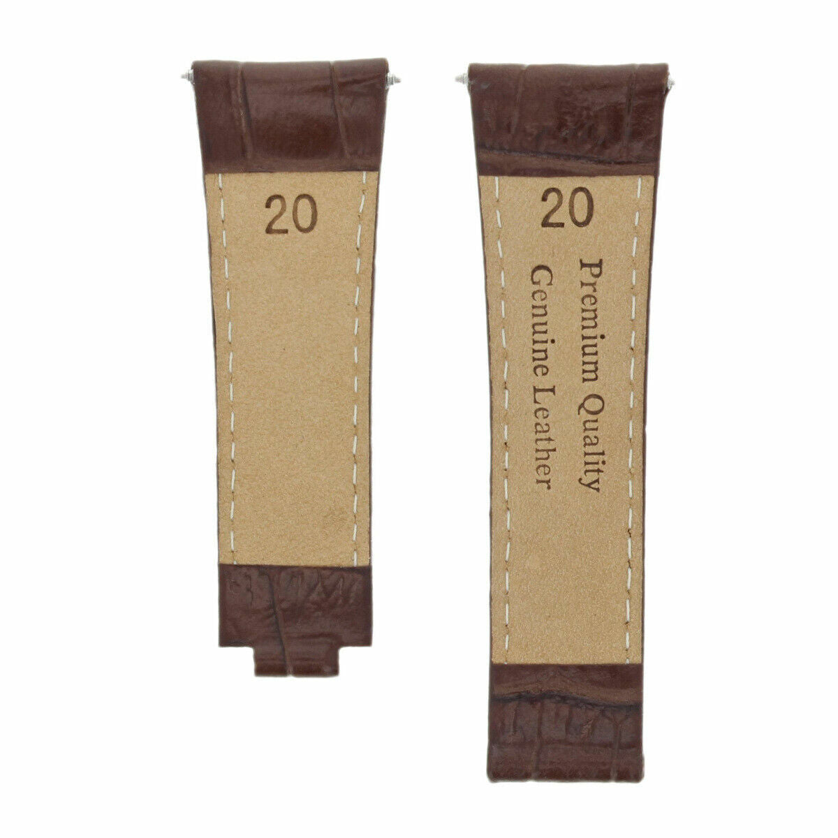 20MM LEATHER WATCH STRAP FOR ROLEX DAYTONA 16518 116520 116523 SHORT MEDIUM LONG, Light Brown with White Stitching - Short, view 3