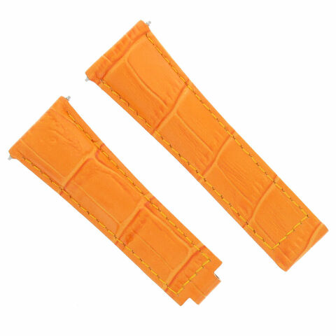 LEATHER WATCH STRAP BAND FOR ROLEX DAYTONA 16518 16519 116528 116523 ORANGE LONG