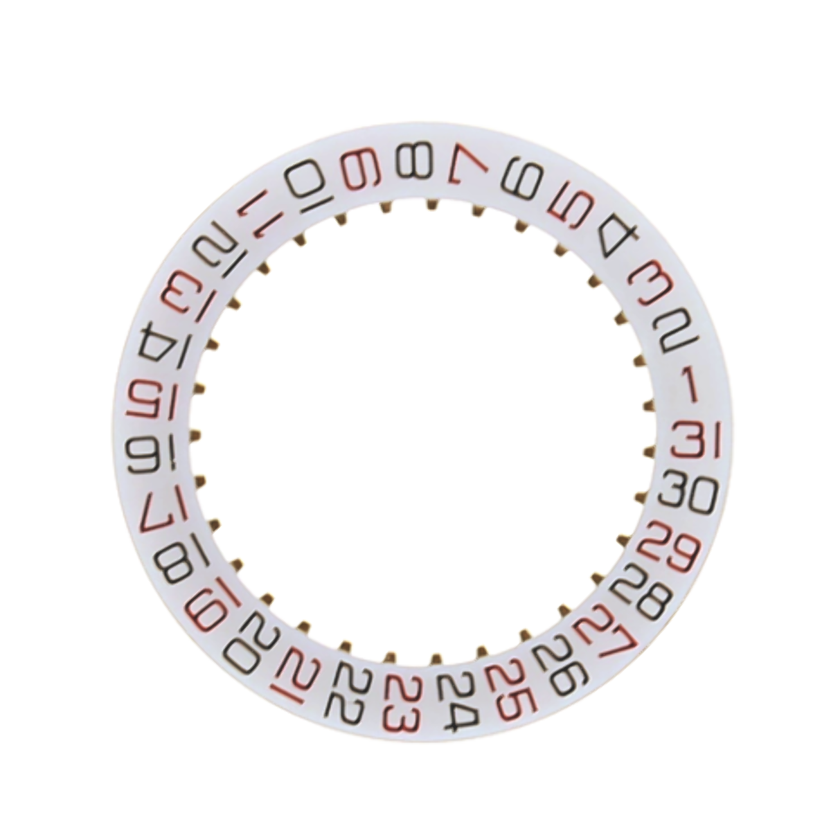 WHITE ROULETTE DATE DISC WHEEL FOR ETA 2824-2 WATCH BLACK/RED NUMBER MOVEMENT