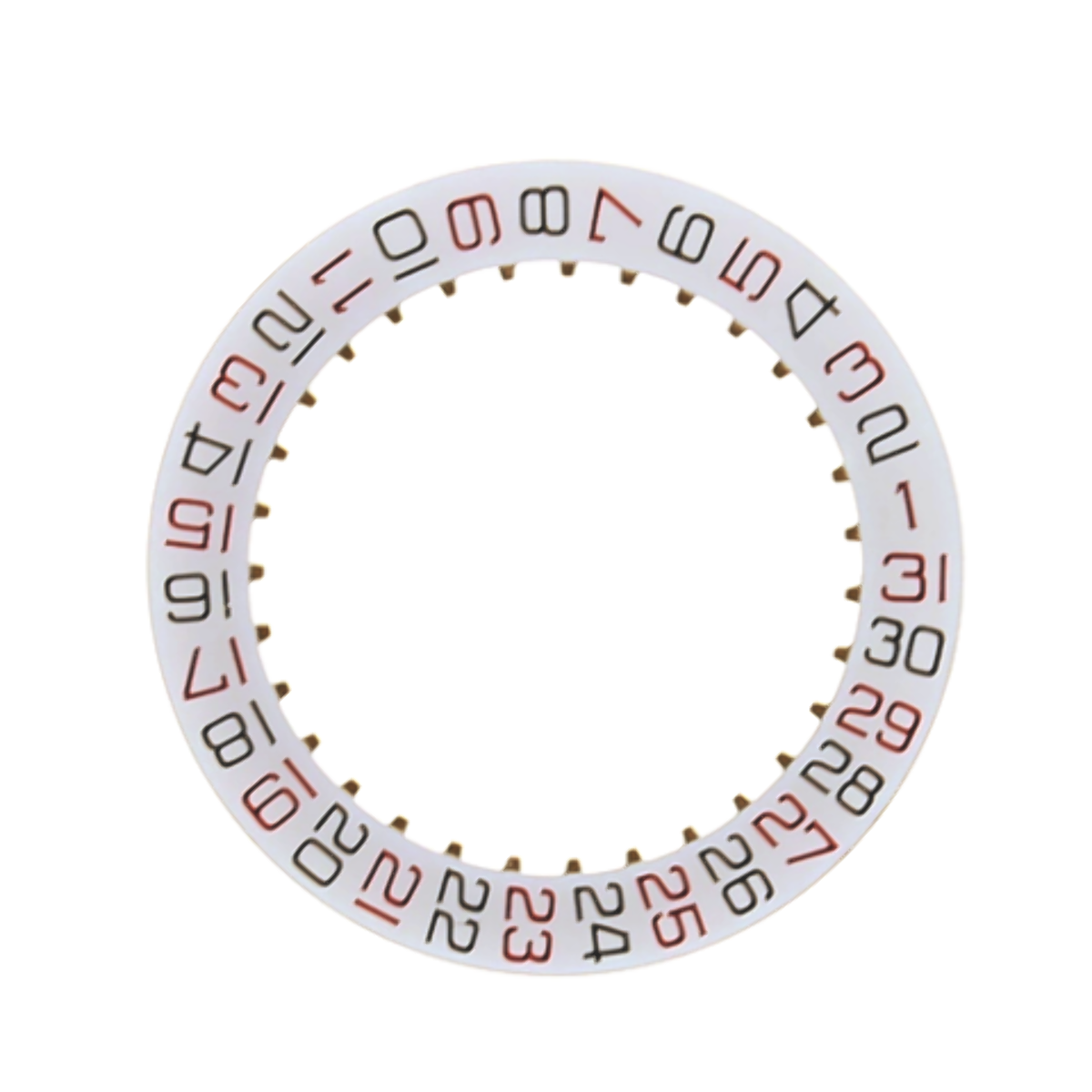 WHITE ROULETTE DATE DISC WHEEL FOR ETA 2824-2 WATCH BLACK/RED NUMBER M