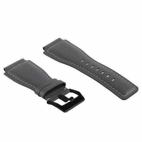 24MM SMOOTH LEATHER WATCH BAND STRAP FOR BELL ROSS BR-01-BR-03 BLACK BUCKLE