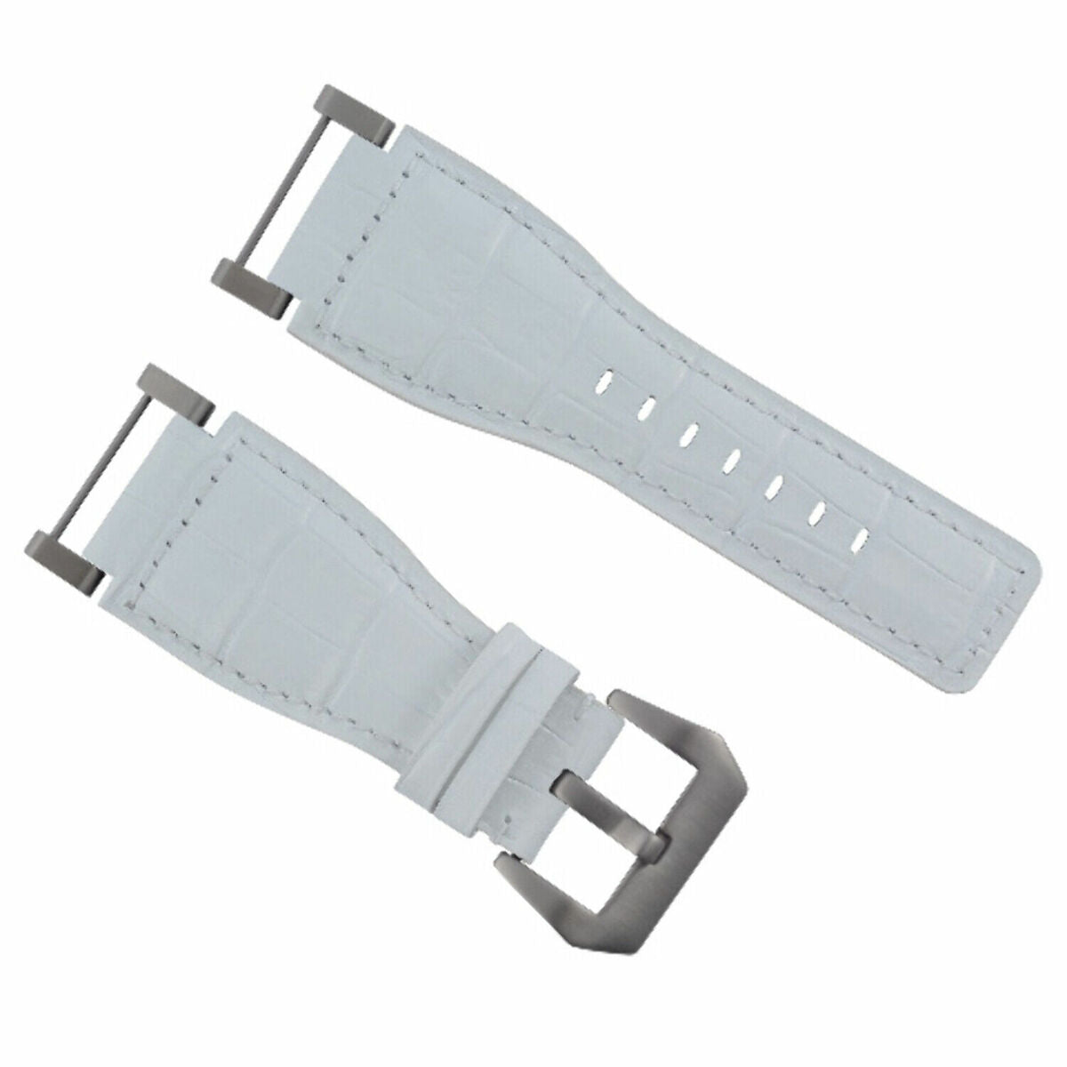 24MM GENUINE LEATHER WATCH BAND STRAP WITH STAINLESS STEEL ADAPTER FOR SUUNTO, White, view 2