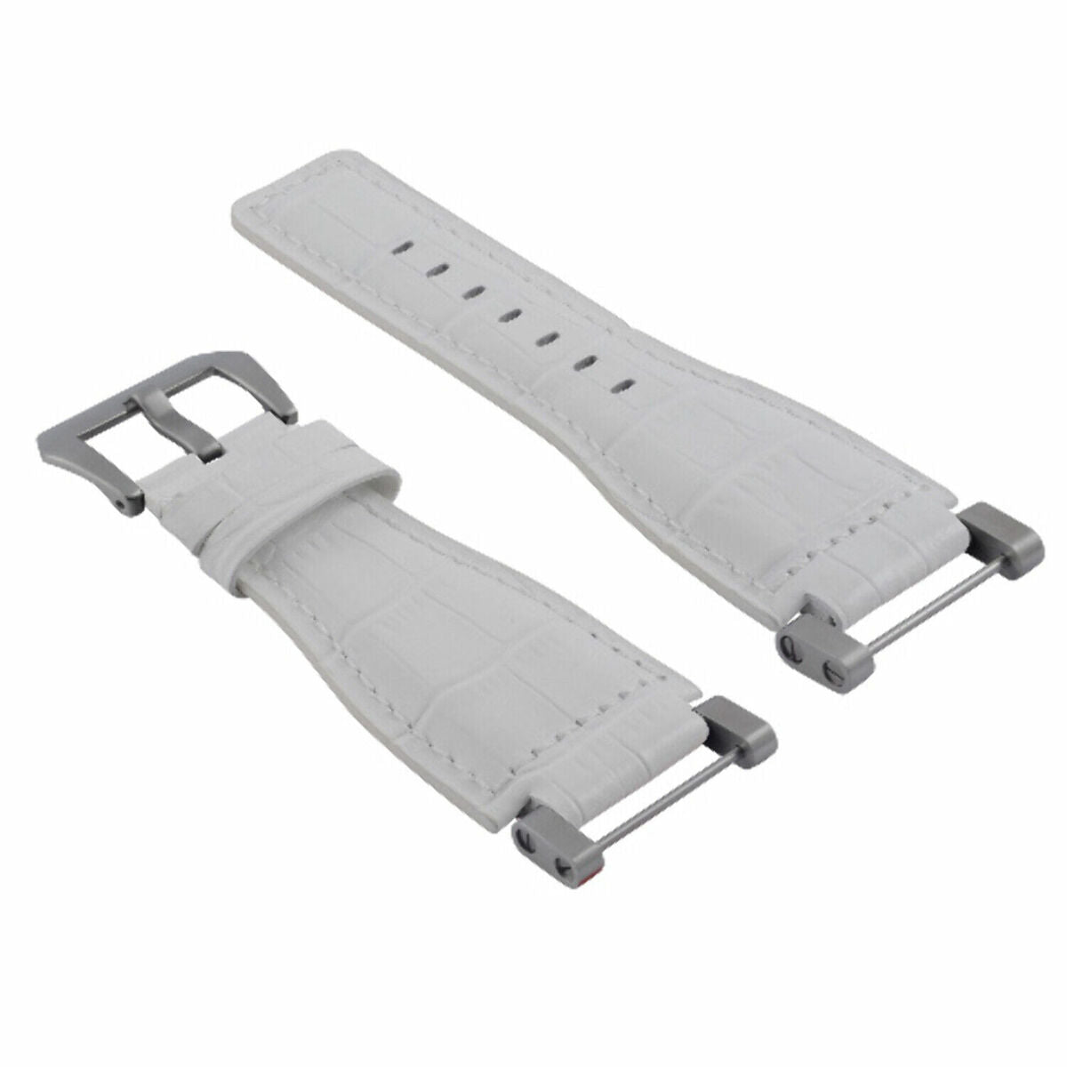 24MM GENUINE LEATHER WATCH BAND STRAP WITH STAINLESS STEEL ADAPTER FOR SUUNTO, White, view 3