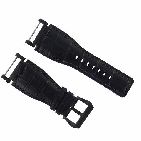 24MM FOR SUUNTO CORE REPLACEMENT LEATHER WATCH BAND STRAP WITH BLACK PVD ADAPTER