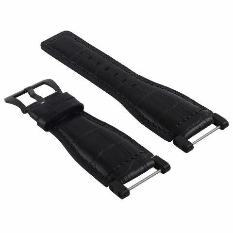 24MM FOR SUUNTO CORE REPLACEMENT LEATHER WATCH BAND STRAP WITH BLACK PVD ADAPTER