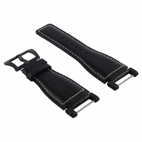 24MM REPLACEMENT LEATHER WATCH BAND STRAP WITH BLACK PVD ADAPTER FOR SUUNTO CORE