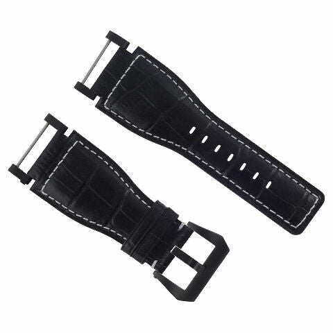 24MM FOR SUUNTO CORE REPLACEMENT LEATHER WATCH BAND STRAP WITH BLACK PVD ADAPTER