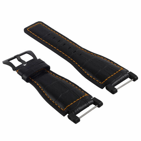 24MM FOR SUUNTO CORE REPLACEMENT LEATHER WATCH BAND STRAP WITH BLACK PVD ADAPTER