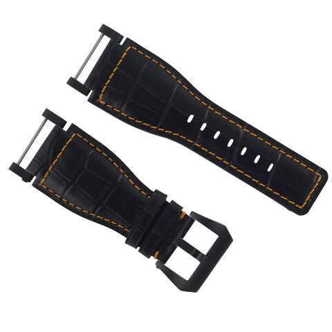 24MM FOR SUUNTO CORE REPLACEMENT LEATHER WATCH BAND STRAP WITH BLACK PVD ADAPTER