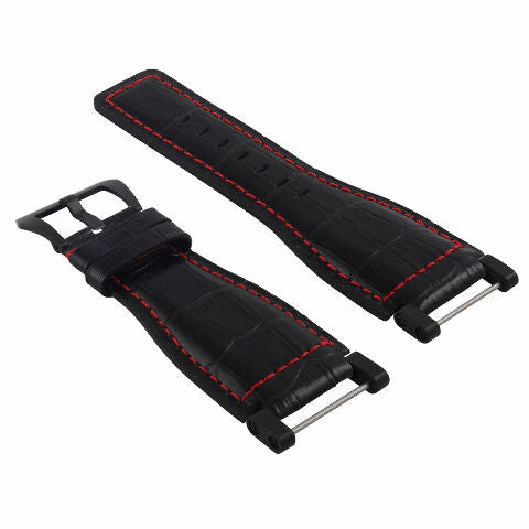 24MM REPLACEMENT LEATHER WATCH BAND STRAP WITH BLACK PVD ADAPTER FOR SUUNTO CORE