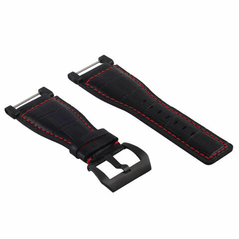 24MM REPLACEMENT LEATHER WATCH BAND STRAP WITH BLACK PVD ADAPTER FOR SUUNTO CORE