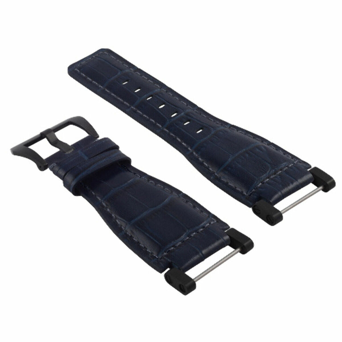 24MM REPLACEMENT LEATHER WATCH BAND STRAP WITH BLACK PVD ADAPTER FOR SUUNTO CORE, Blue, view 2