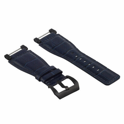24MM FOR SUUNTO CORE REPLACEMENT LEATHER WATCH BAND STRAP WITH BLACK PVD ADAPTER