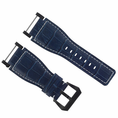 24MM FOR SUUNTO CORE REPLACEMENT LEATHER WATCH BAND STRAP WITH BLACK PVD ADAPTER