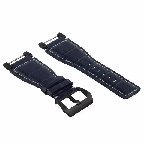 24MM FOR SUUNTO CORE REPLACEMENT LEATHER WATCH BAND STRAP WITH BLACK PVD ADAPTER